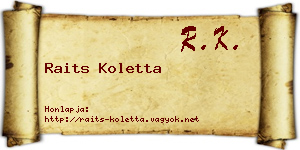 Raits Koletta névjegykártya